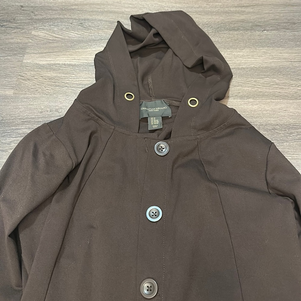 Christian Siriano Brown Hooded Jack Shirt with Buttons size 1X